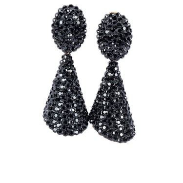 Jet Black Crystal Cone Earrings