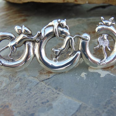 D'Molina ~ Mexican Sterling Silver 4 Cats / Kittens Playing Brooch / Pin 