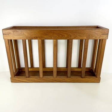 Vintage Mid Century Modern Teak Wood Wall Mount Magazine Rack | Season ...