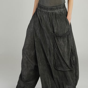 Over Dyed Low Drop Draped Panel and Bold Pocket Trousers