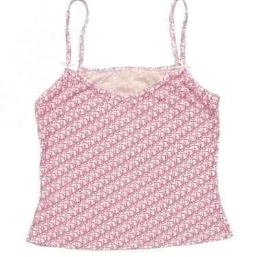 Christian Dior タンクトップ ピンク 総柄 ラインストーン