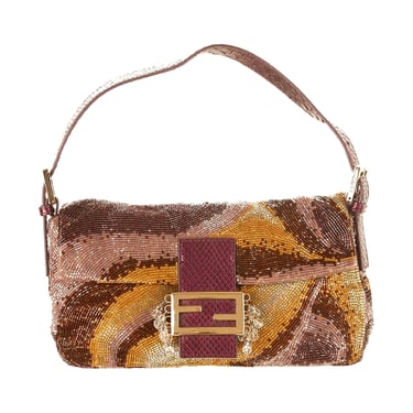 Fendi Beaded Snakeskin Baguette Bag