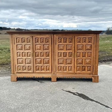 Scandinavian Mid Century Rustic Tall Sideboard or Cabinet Oak 