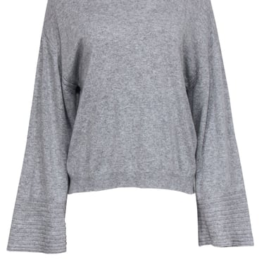 Elizabeth &amp; James - Grey Wool Blend Bell Sleeve Sweater w/ Ribbed Trim Sz XS