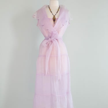 Ethereal Late 1920's Lavender Mist Organdy Tea Dress / ML