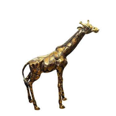 Vintage Brass Giraffe Sculpture After J. Moigniez