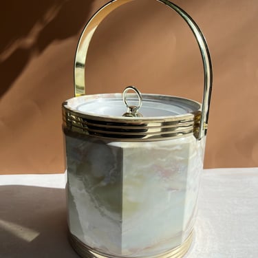 Faux Marble And Brass Ice Bucket