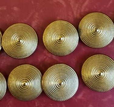 Vintage Gold Tone Cone Shape Shank Buttons Lot of 10  1 1/4" diameter 