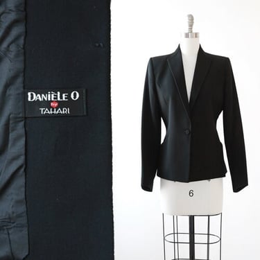 Tahari Tuxedo blazer | Vintage 90s black wool blazer | 1990s pointed tuxedo blazer 