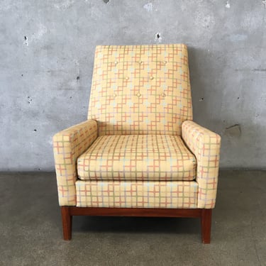 Vintage Armchair w/ Yellow patterned Fabric