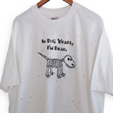 vintage dog t shirt / funny dog shirt / 1990s In Dog Years Im Dead funny animal deadstock t shirt XL 