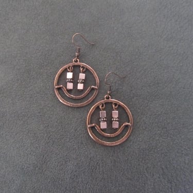 Modern industrial copper hoop earrings 2 