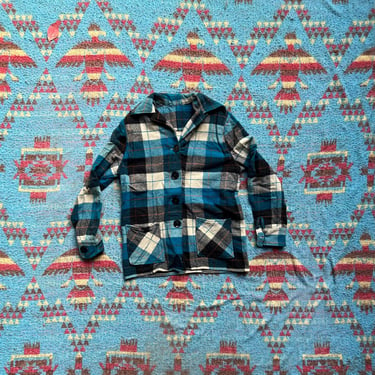 Vintage 1960s Womens Wool Plaid Flannel Shirt 