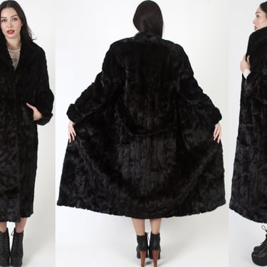 Full Length Mahogany Mink Coat, Vintage 80s Evans Brown Fur Overcoat, Long Luxury Princess Jacket With Belt 