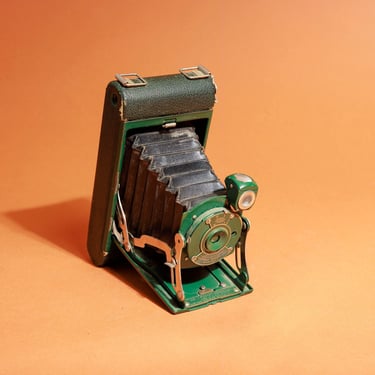 Vintage 30s Hunter Green Kodak Eastman No. 1 Pocket Kodak Jr Folding Film Decor Prop Collectable Camera 