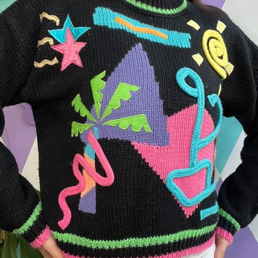 Vintage 80s Vapor Wave Knit Sweater