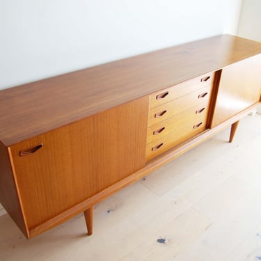 Danish Modern Teak Sideboard with Finished Backside by Clausen and Son 
