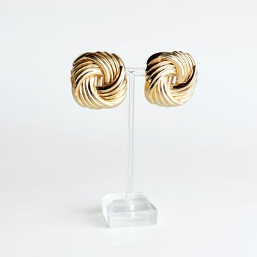 Gold Metal Pinwheel Earrings