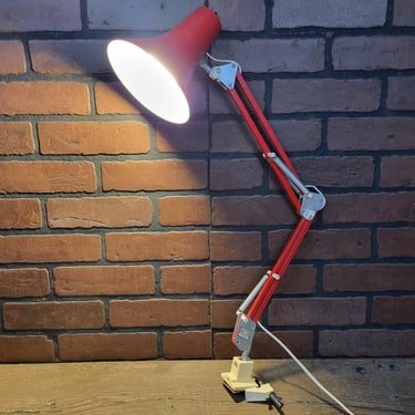 Postmodern Red Luxo Drafting Lamp Adjustable Vintage Clamp Light Task Artist Drafting 