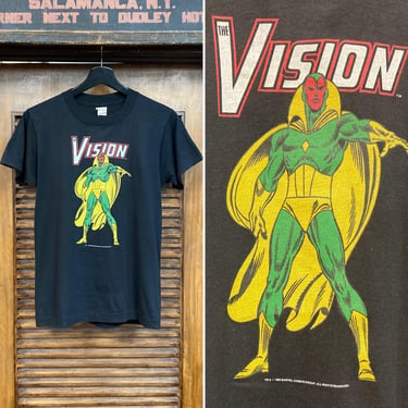 Vintage 1980’s Dated 1985 “The Vision” Marvel Superhero Comics Cartoon T-Shirt, Screen Stars, 80’s Vintage Clothing 