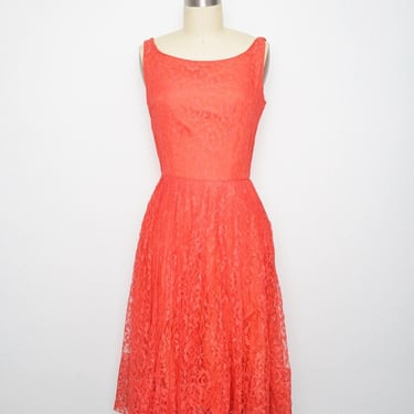 Red Vintage Mad Men 50s60s Laced Party Cocktail Dress XXS-XS 