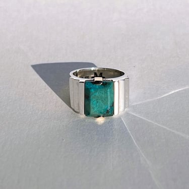 Large Ari Ring in Teal Malachite, Sz. 8