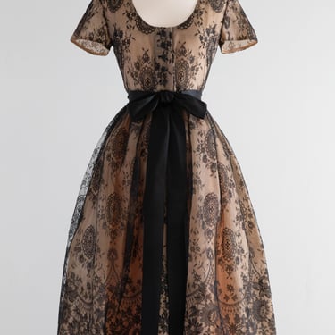 Exquisite 1960's Bill Blass French Lace Cocktail Dress / Small