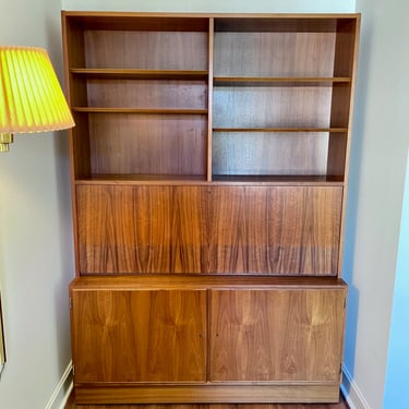 Vintage Danish Teak Credenza Cabinet + Secretary Hutch Bookcase Mid-Century Poul Hundevad Denmark Carlo Jensen 