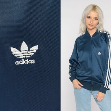 Adidas Track Jacket 80s Navy Blue Zip Up Jacket Retro Shop Exile Tucson AZ