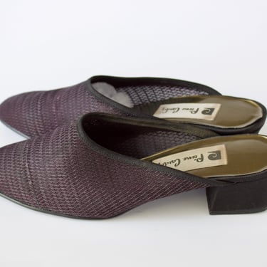 SALE - 1970s Pierre Cardin Vintage Woven Slides with Block Heels - 70s Designer Slip on Mid Heel Shoes - Size 6.5 