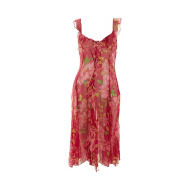 Dolce & Gabbana Pink Floral Ruffle Dress