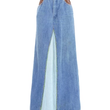 1970s Patchwork Denim Maxi Skirt