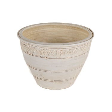 Ceramic Planter with Crosshatch Ring 