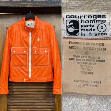 Vintage 1960’s Made in France “Courreges” Designer Space Age Mod Orange Jacket, 60’s Windbreaker, Vintage Terrycloth, Vintage Clothing 