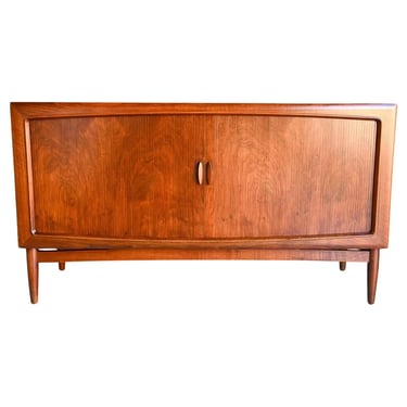 Rare Walnut Tambour Door Credenza by Kurt Ostervig, ca. 1960