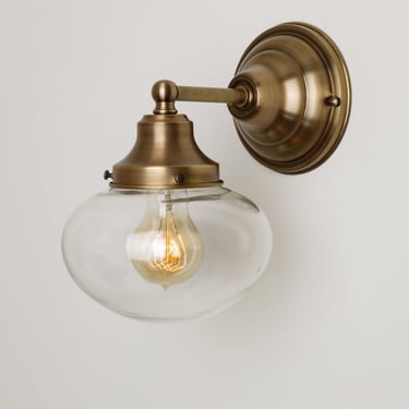 Classic Country FarmHouse - Wall Sconce Lighting - Clear Glass Fixture - Hand Blown Glass 