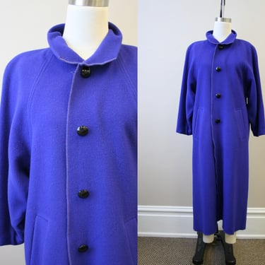 1980s Merle Royal Blue Wool Coat 