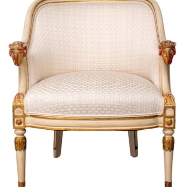 Italian Empire Style Bergere or Tub Chair