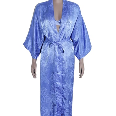 Floral Blue Robe Women’s Elegant Dressing Gown Soft Lounge Wear Lightweight Kimono Robe Bridal Shower Robe Satin Lingerie Wrap Cover Up 