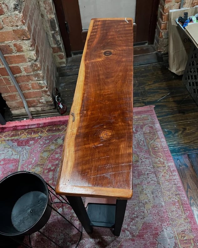 Reclaimed wood console table. 32.5” x 8” x 30” 