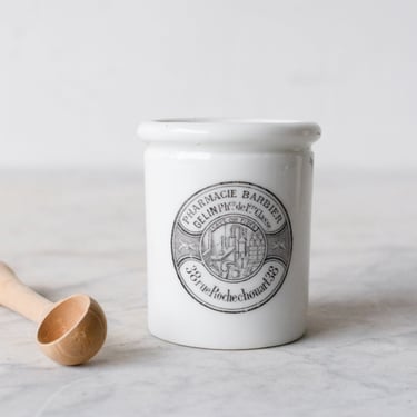 Vintage Pharmacy Pot with Wood Mustard Spoon