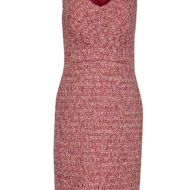 Lafayette 148 - Red & Pink Boucle Sleeveless Sheath Dress Sz 6