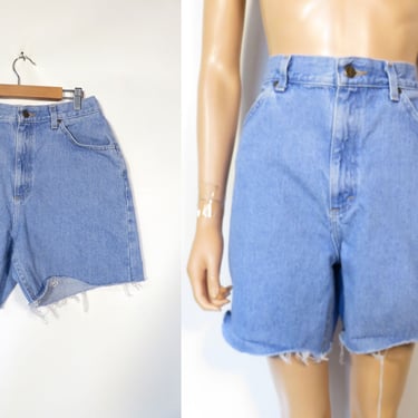 Vintage 90s High Waist Denim Cut Off Shorts Size 12 30 Waist 