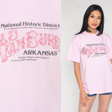 Van Buren Arkansas Shirt 90s Old Town Van Buren Shirt National Historic District Vintage Screen Stars Tshirt Pink Graphic Tee Medium Large 