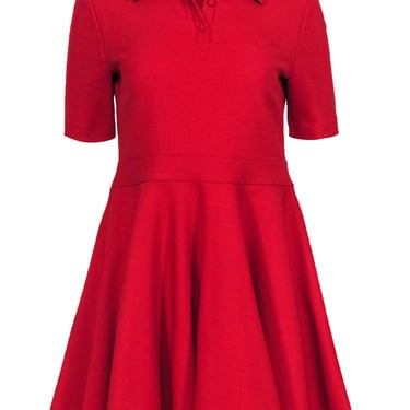 Maison Kitsune - Red Short Sleeve Fit & Flare w/ Collar Sz L