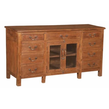 Teak Chest with 9 Drawers and 2 Doors