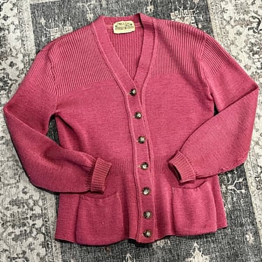 Precious 1940s Dusty Rose Wool Sweater Vintage 40 to 46 Bust 