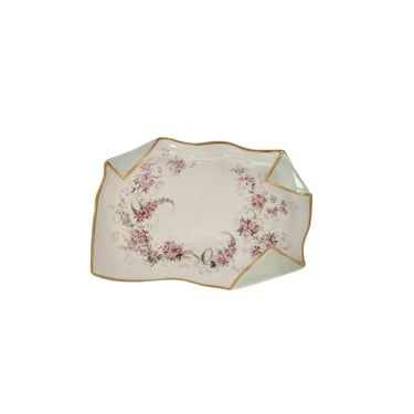 Antique Porcelain Tray With Pink Flowers 