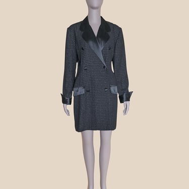 Vintage Women’s Black Blazer Romper Elegant Formal Trendy Cocktail Formal Evening Jumpsuit Long Sleeve Dressy Holiday Party Suit Romper 