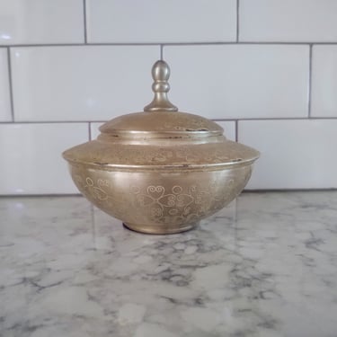 Vintage Etched Decorative Bowl Home Décor Home Accents Jar Container 